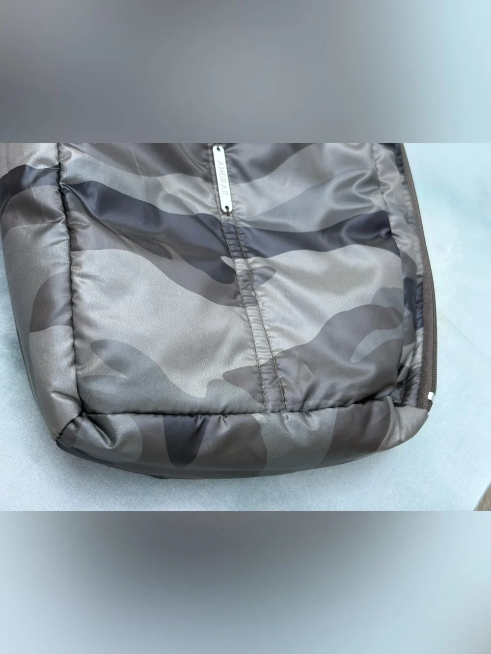Anorak Quilted Puffer Down Camoflage Pouch/Cosmetic Bag
